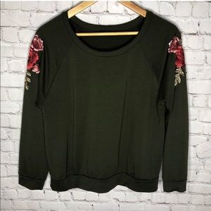 West Kei Green Floral Sleeve Top